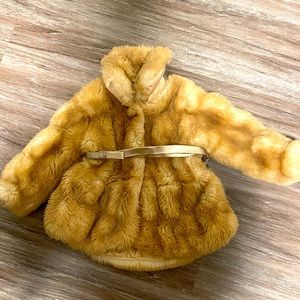 Little girl faux fur coat with belt